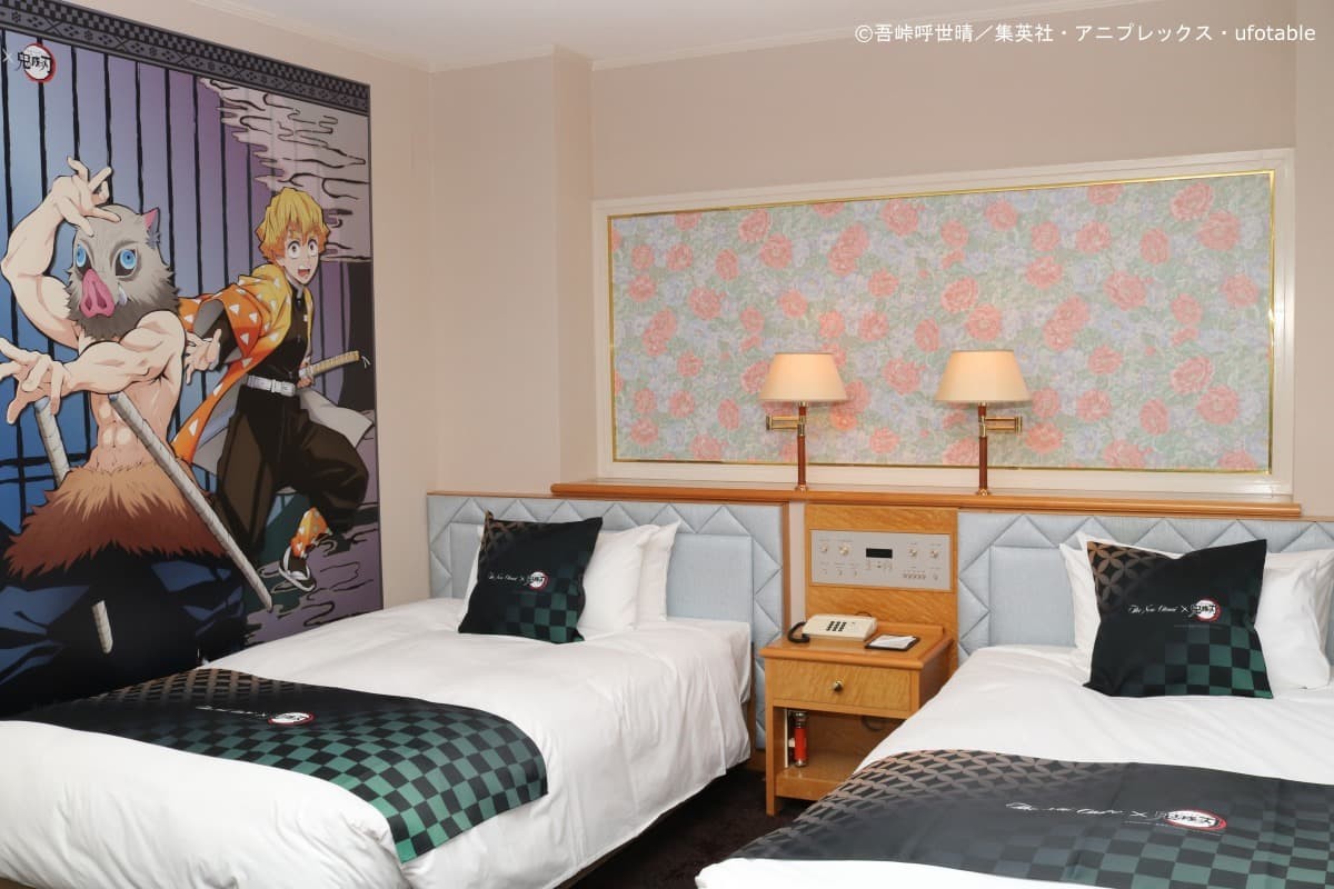 鳥取県鳥取市の人気ホテル『ホテルニューオータニ鳥取』のアニメ「鬼滅の刃」コラボレーションルームの様子