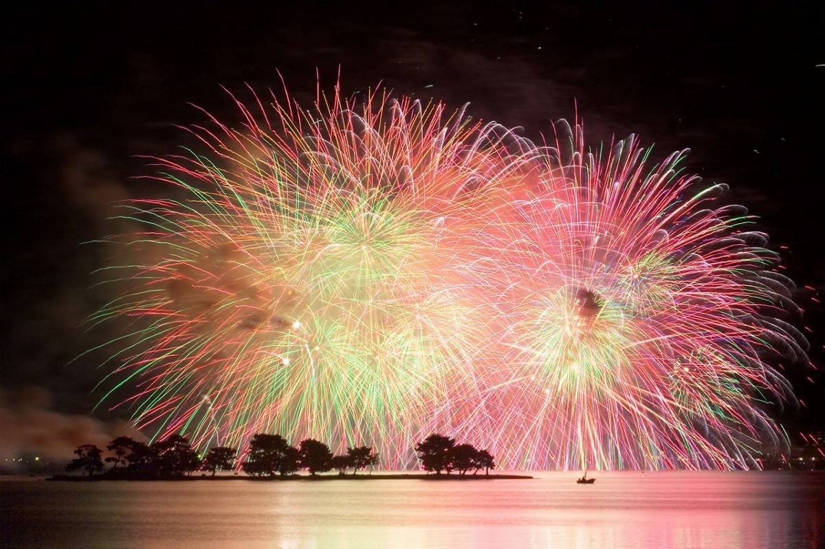 松江市で開催されるイベント「松江水郷祭」の花火の様子