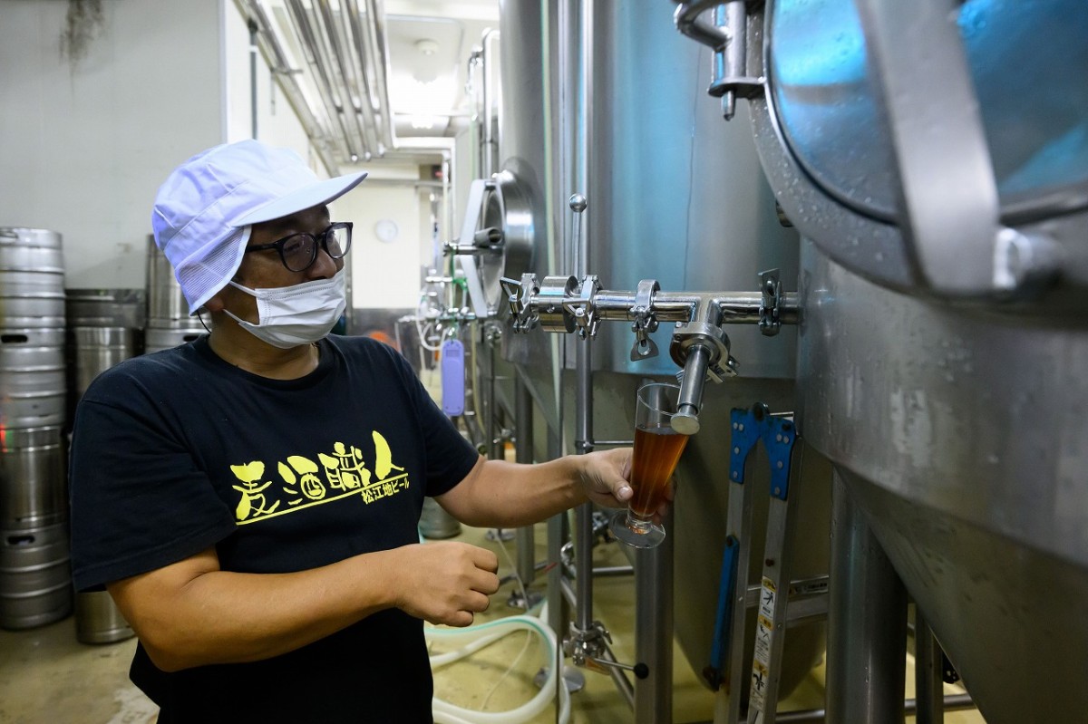 島根県松江市にあるクラフトビール醸造所『松江ビアへるん』の醸造の様子