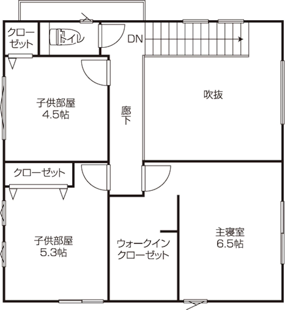 岡山県のおすすめ工務店「さんもく工業」による「イシンホーム」の新築事例の2階間取り図