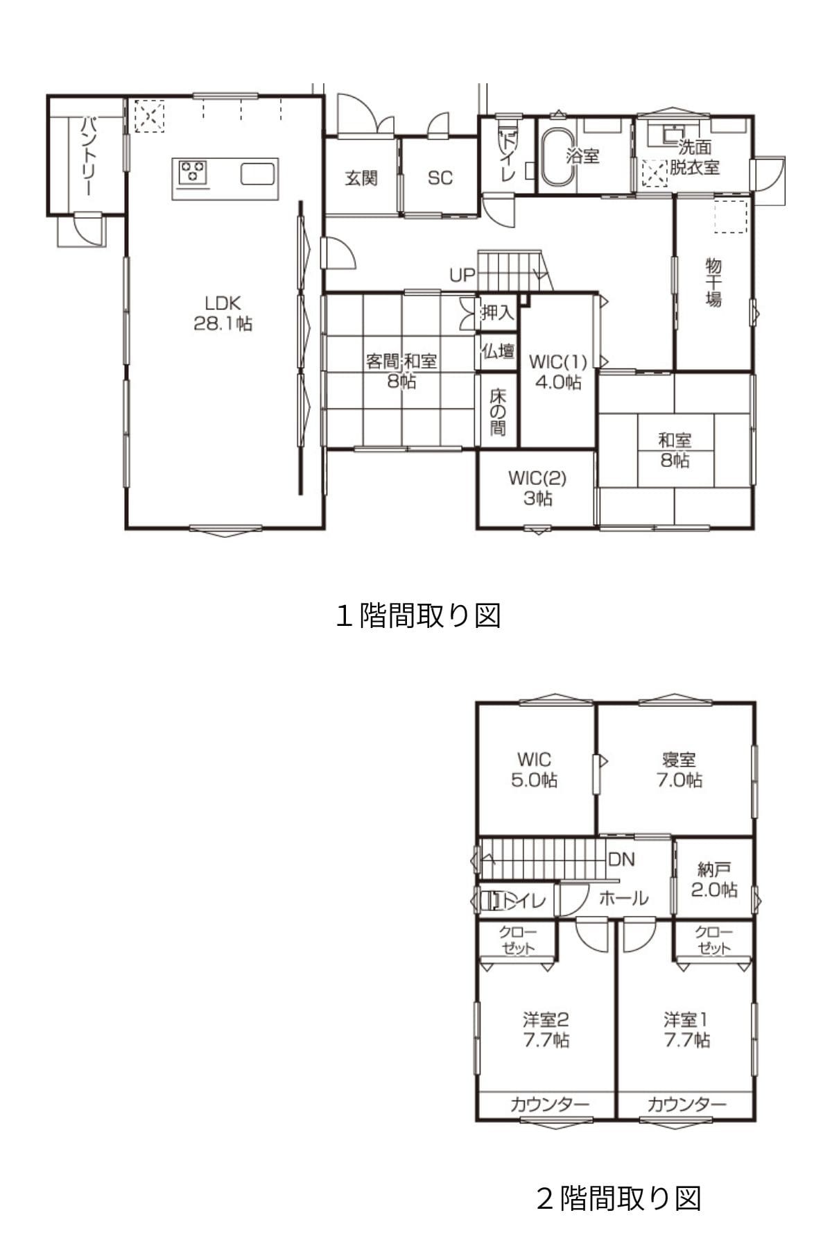 松江市のおすすめ工務店「松江土建」による新築事例の間取り図