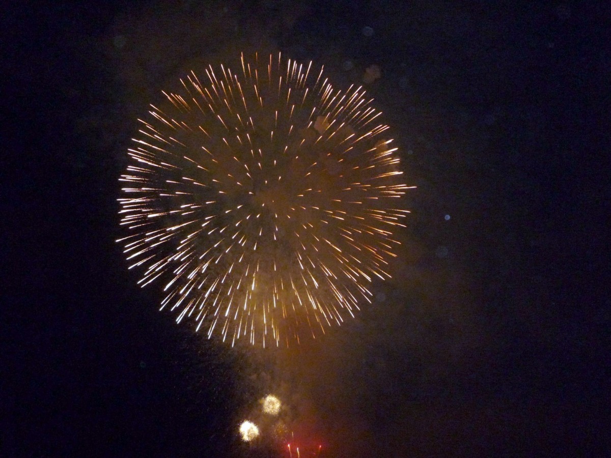 島根県大田市の夏祭り「温泉津温泉夏祭り」の過去開催時の花火の様子