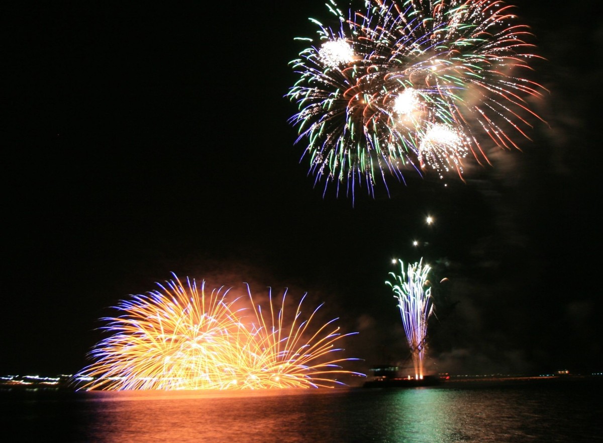 鳥取県境港市で開催される夏祭り「みなと祭」の過去開催時の花火の様子