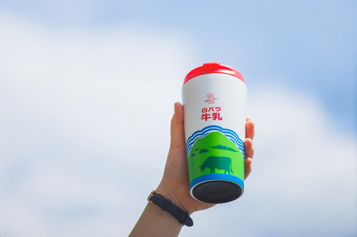 鳥取県琴浦町の大山乳業による新商品「白バラ牛乳タンブラー」