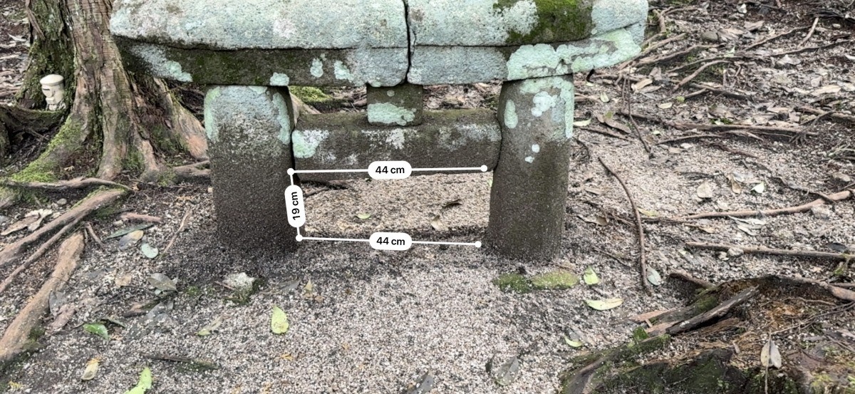 鳥取市佐治町大井にある『熊野神社遺跡』の鳥居を計測