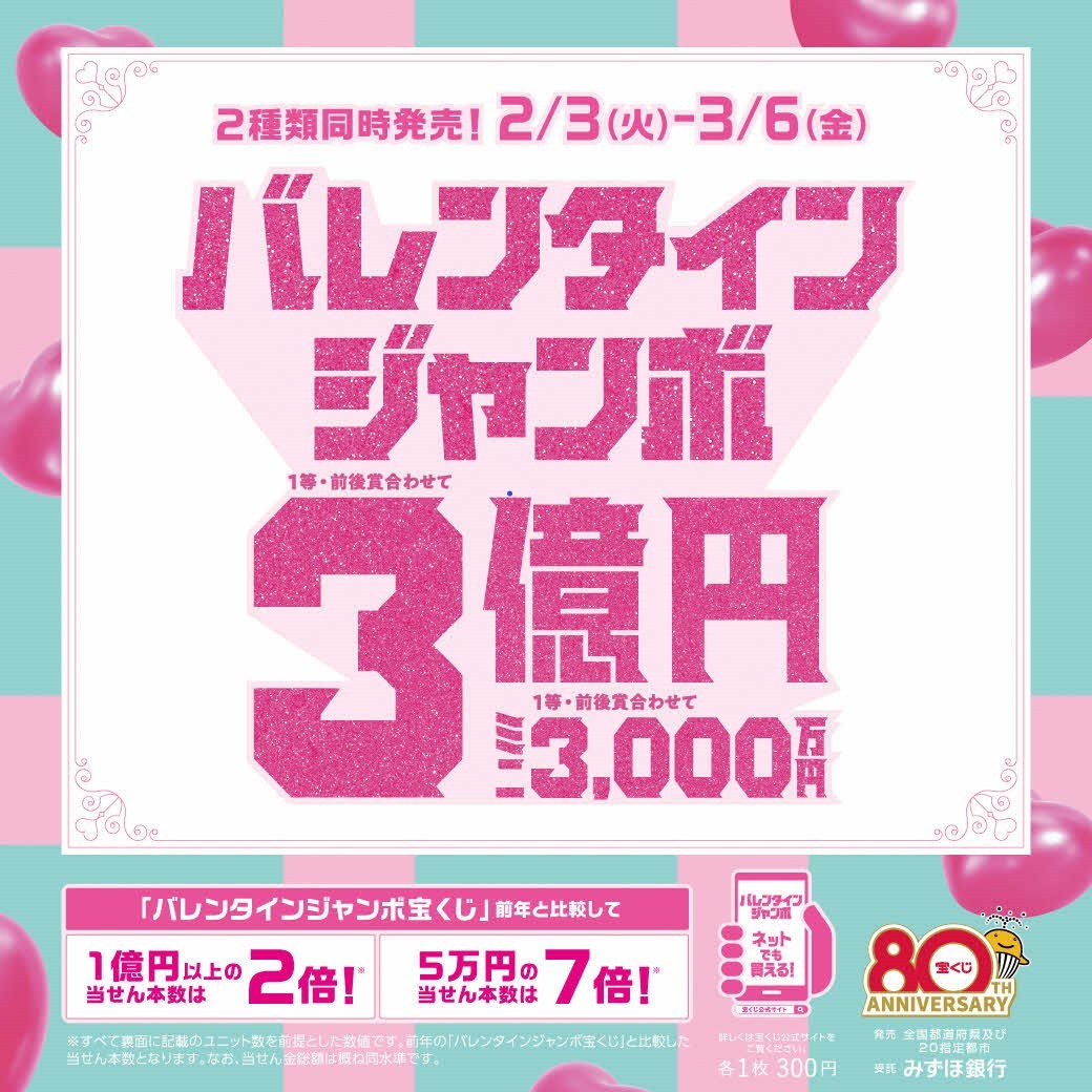 バレンタインジャンボ宝くじのバナー