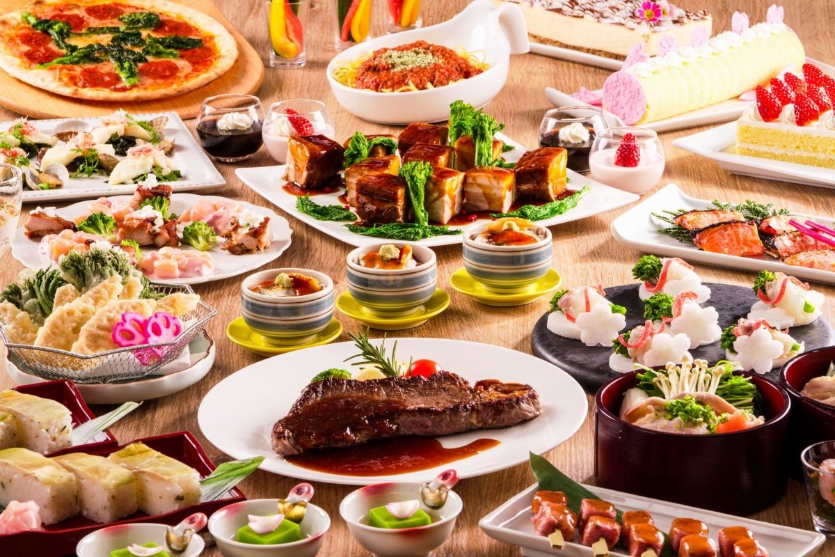 松江市『松江エクセルホテル東急』で開催されるディナービュッフェの料理集合