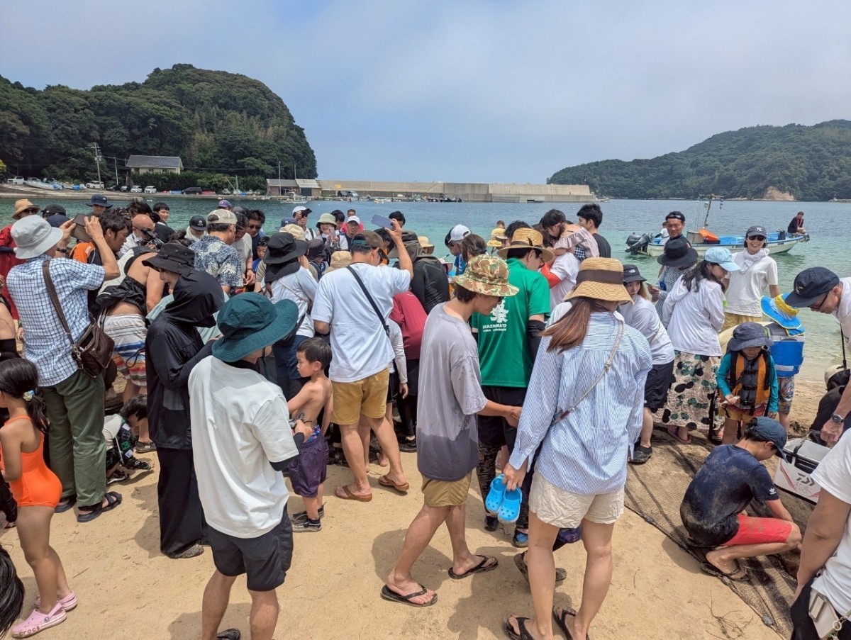 きたうら海辺市で開催される地引網の様子