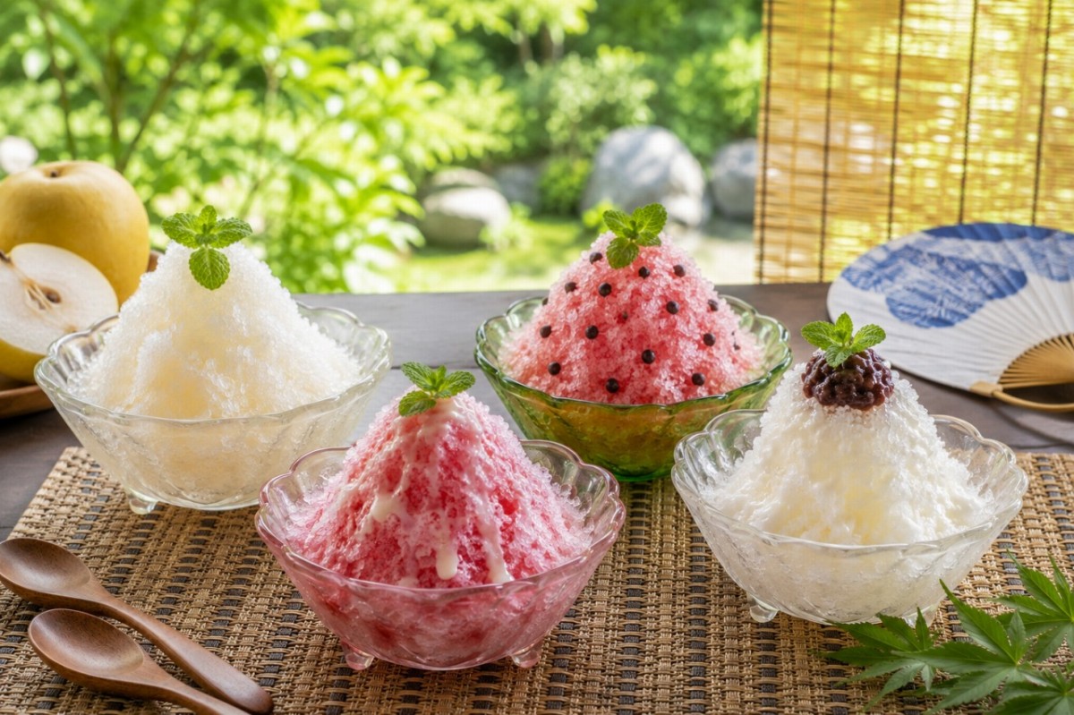 鳥取県三朝町・三朝温泉の『万翆楼』のかき氷集合