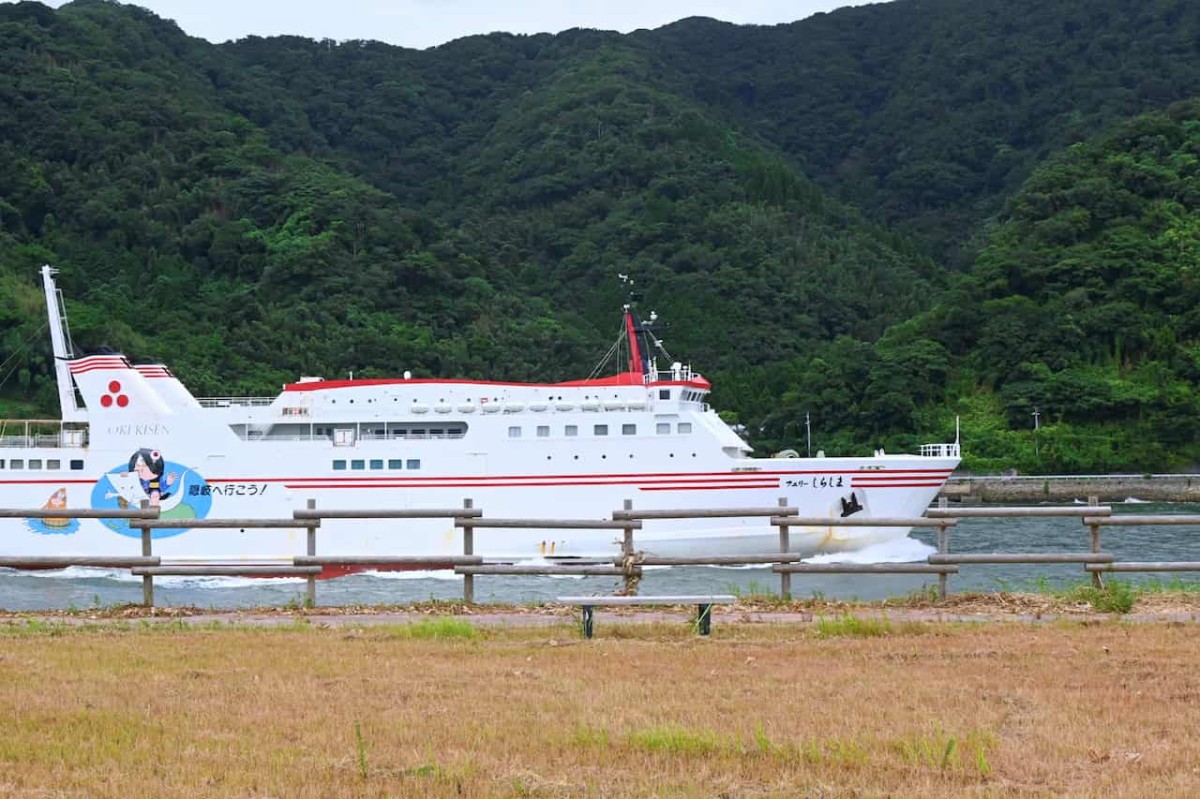 鳥取県境港市にある『昭和北緑地』から見た隠岐汽船