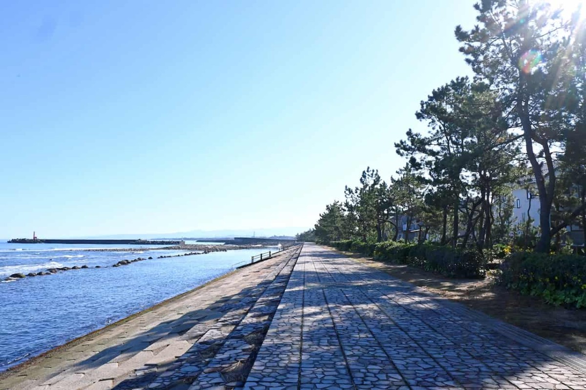 鳥取県東伯郡琴浦町にある『ふるさと海岸公園』横の海沿いの歩道