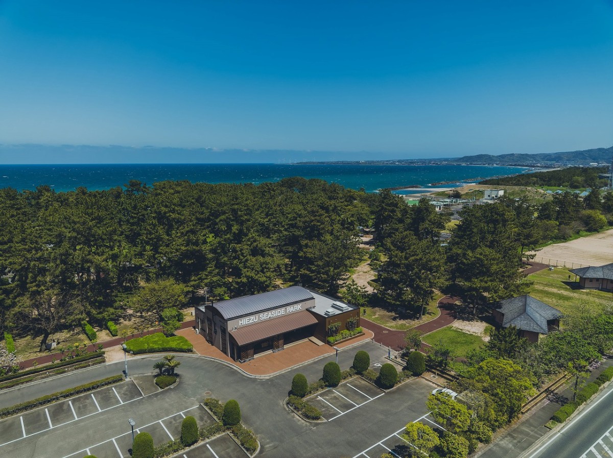 鳥取県日吉津村にある『日吉津村海浜運動公園キャンプ場』の俯瞰