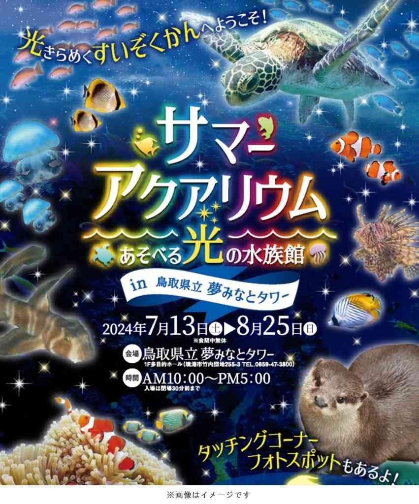 鳥取県境港市のイベント「サマーアクアリウム～あそべる光の水族館～」のチラシ