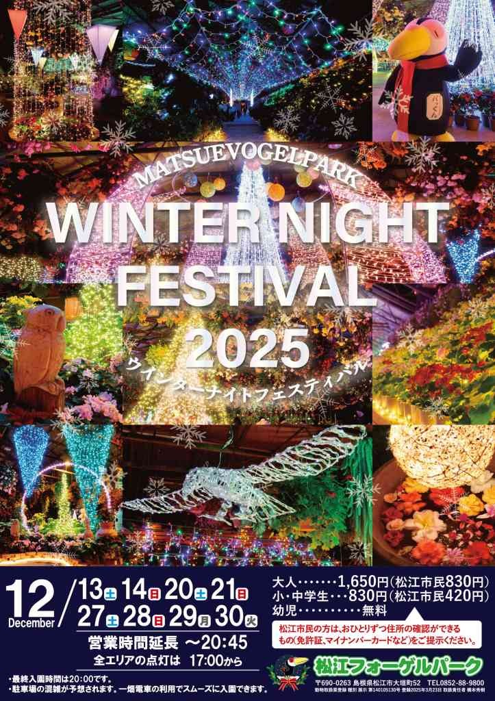 島根県松江市のイベント「ウインターナイトフェスティバル2025」のチラシ