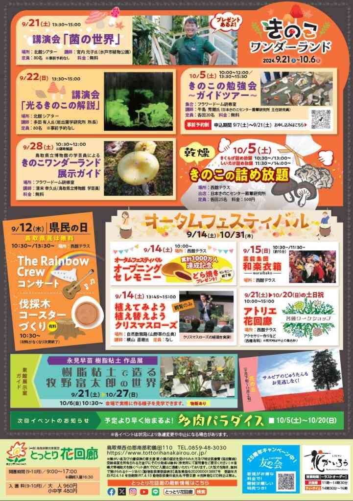 鳥取県西伯郡のイベント「きのこワンダーランド」のチラシ２