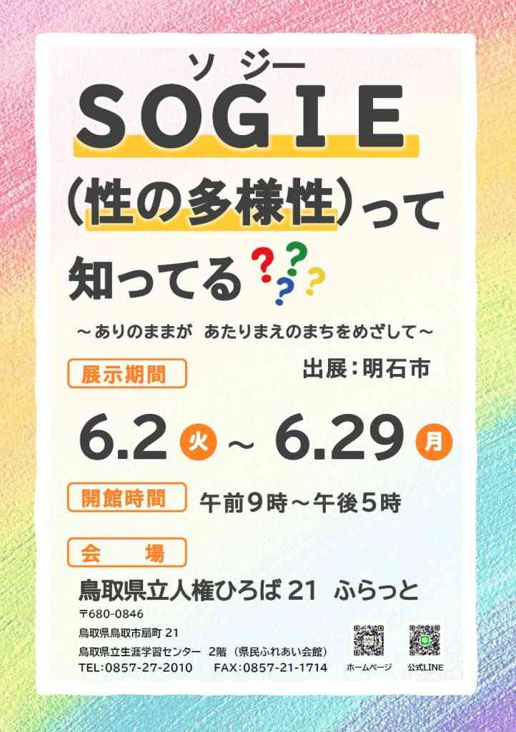 鳥取県鳥取市のイベント「SOGIE（性の多様性）って知ってる？」のチラシ