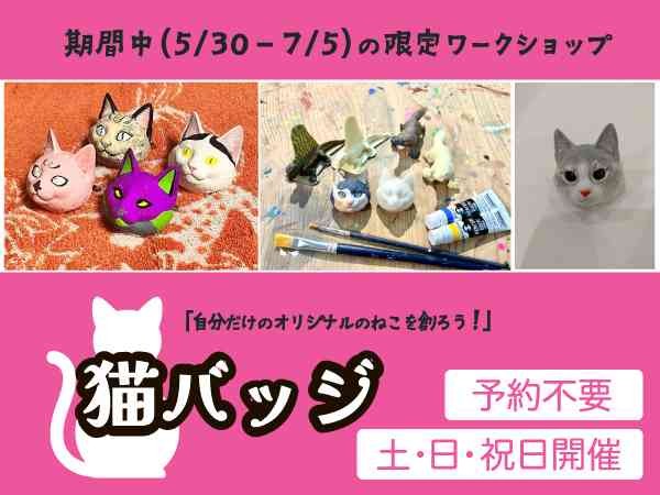 鳥取県倉吉市のイベント「超絶造形＆色彩の世界　ワークショップ②猫バッジ作成」のチラシ