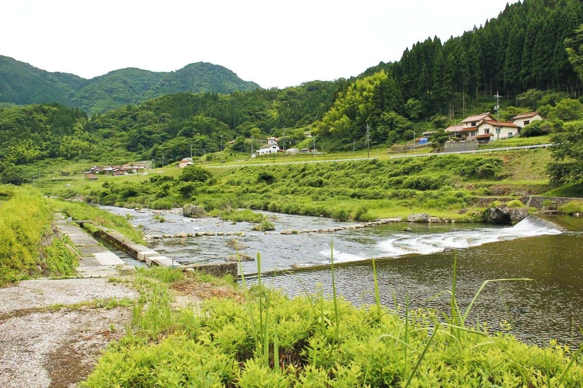 島根県出雲市の水遊びスポット『飯の原農村公園 吉栗の郷』の様子
