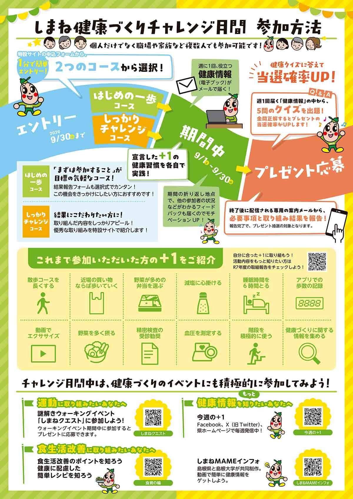 しまね☆健康づくりチャレンジ月間のチラシ