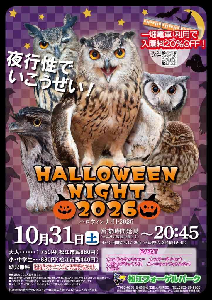 島根県松江市のイベント「ハロウィンナイト2026」のチラシ