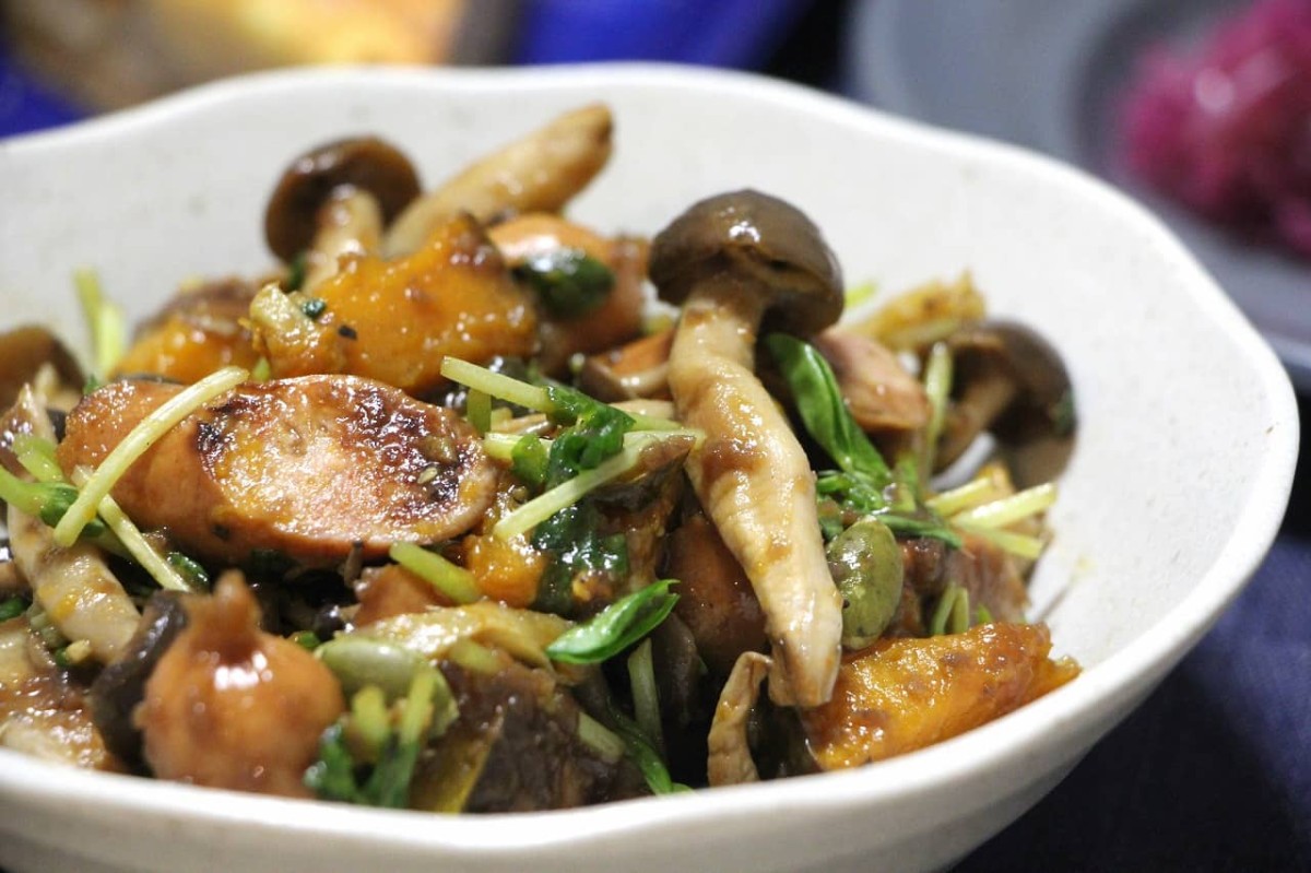 島根県松江市にある『Deli＆Cafe STAR LEO（デリアンドカフェスターレオ）』で販売している惣菜_カボチャ_しめじ