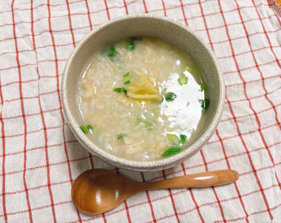 リセット飯３「ホタテ缶のおかゆ」。