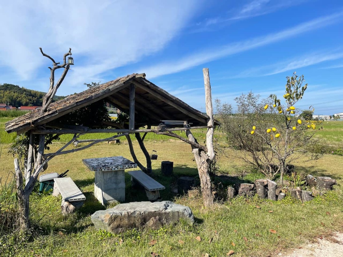島根県安来市にある流木家具屋×カフェ「relaKS」の庭