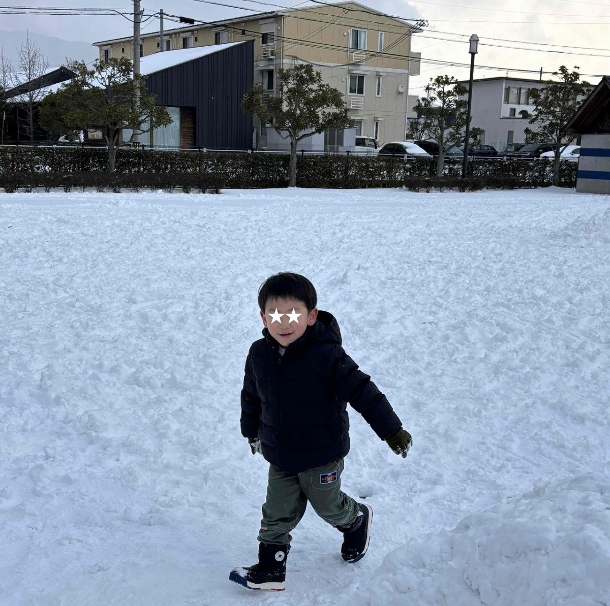 島根県出雲市にある『美保南公園』の降雪時の広場