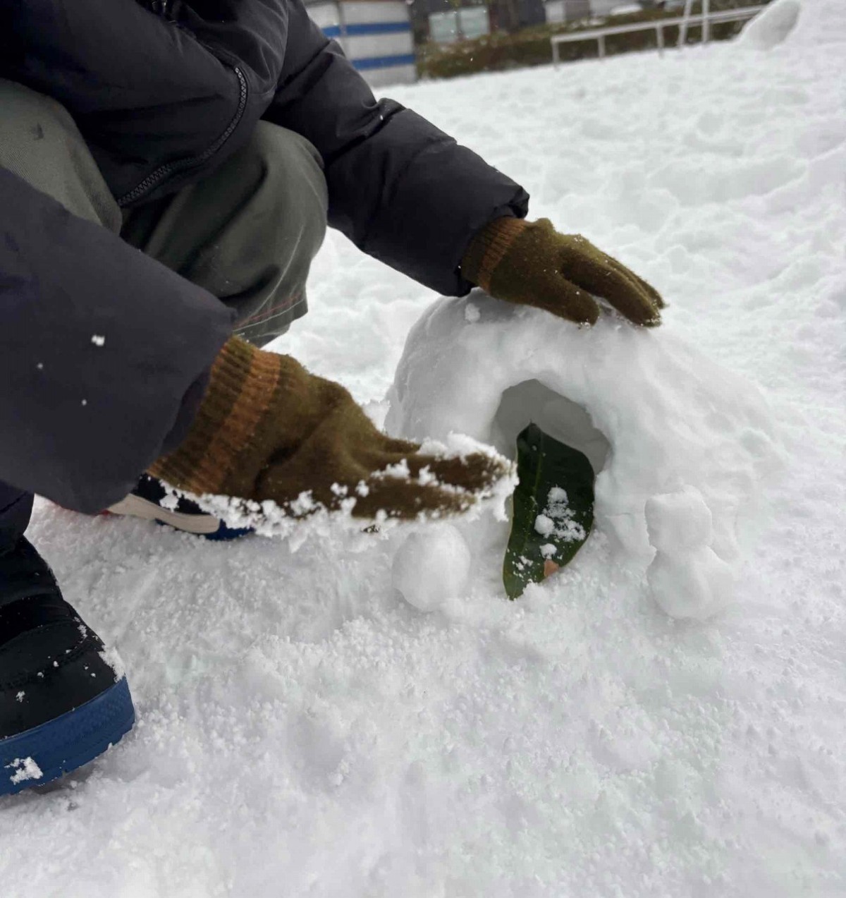 島根県出雲市にある『美保南公園』の広場の降雪時の様子